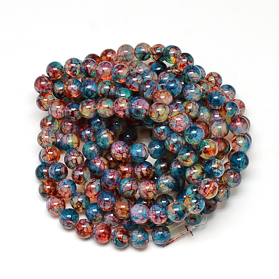 Baking Paint Glass Beads Strands DGLA-Q023-6mm-DB60-01-1