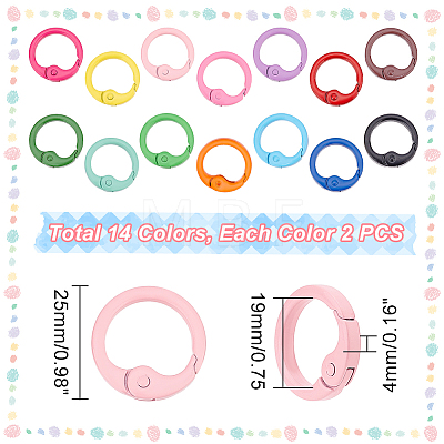   28Pcs 14 Colors Spray Painted Alloy Spring Gate Rings FIND-PH0007-90-1