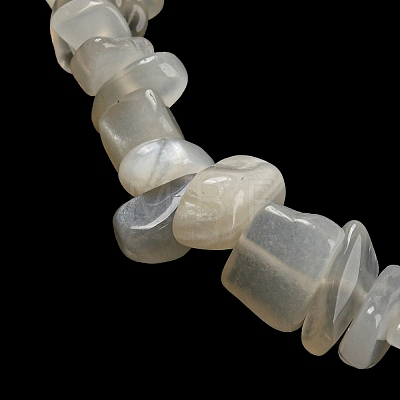 Natural White Moonstone Chip Beaded Stretch Bracelet LS-G-H294-01B-05-1
