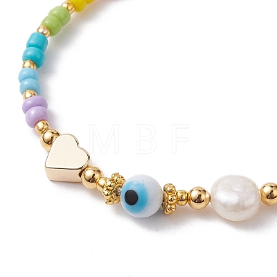 Colorful Glass Seed & Brass Braided Bead Bracelet BJEW-JB10138-04-1