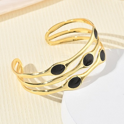 Brass Enamel Multi-strand Cuff Bangles for Women BJEW-A173-01G-01-1