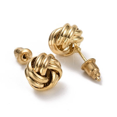 Ring & Triangle & Knot Rhinestone Stud Earrings EJEW-D277-11G-1