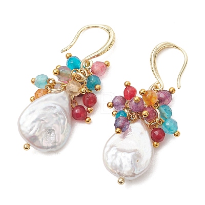 Baroque Natural Keshi Pearl Dangle Earrings EJEW-JE07037-1