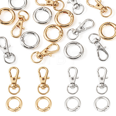 10Pcs 2 Colors Alloy Swivel Snap Hook Clasps & 10Pcs 2 Colors Alloy Spring Gate Rings Findings Kits FIND-TADJ0001-25-1