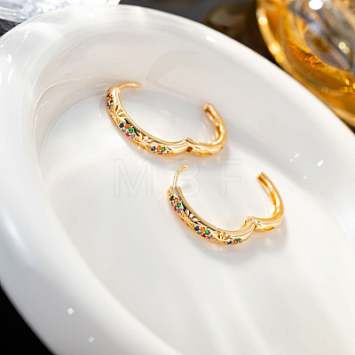Brass Micro Pave Cubic Zirconia Hoop Earrings FS-WGC6509-02-1