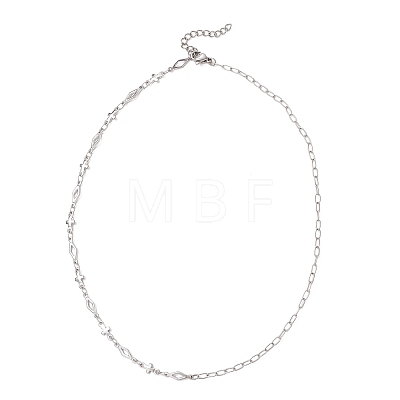 304 Stainless Steel Rhombus Cross Link Chain Necklaces NJEW-JN05939-1