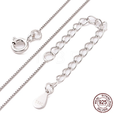 Anti-Tarnish Rhodium Plated 925 Sterling Silver Chain Necklace NJEW-A011-03A-P-1