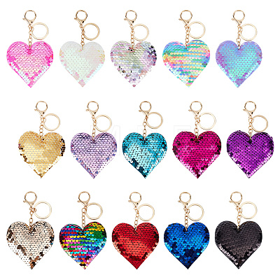 15Pcs 15 Colors Alloy Keychains KEYC-GO0001-21-1