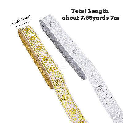 2 Rolls 2 Colors Ethnic Style Embroidery Polyester Ribbons OCOR-FH0001-15B-1