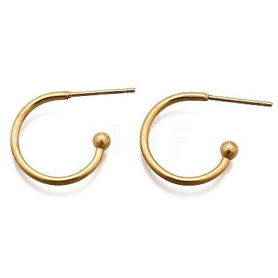 304 Stainless Steel C-shaped Hoop Circle Ball Stud Earrings STAS-K204-04G-1
