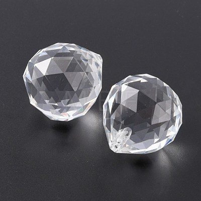 Faceted Round Glass Pendants GLAA-O008-F04-1