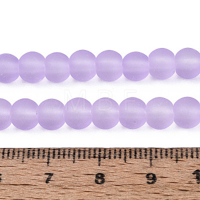 Baking Paint Lilac Frosted Round Transparent Glass Bead Strands X-GLAA-S031-6mm-25-1