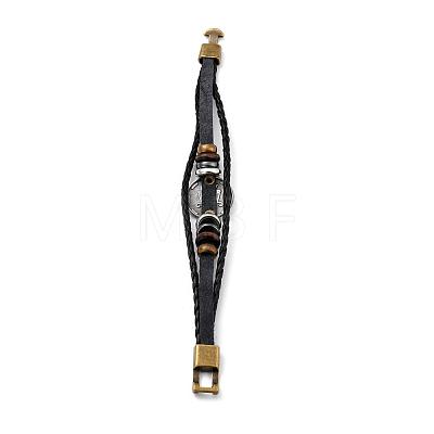 Braided Leather Cord Retro Multi-strand Bracelets BJEW-L616-20I-1