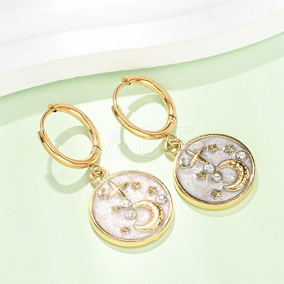304 Stainless Steel Rhinestone Dangle Hoop Earrings for Women EJEW-F417-01G-01-1