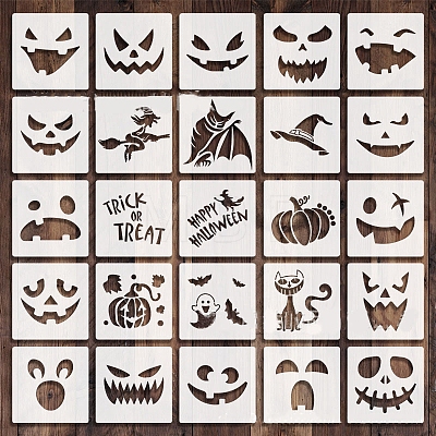 25 Styles Halloween PET Drawing Stencil PW-WGF9327-01-1