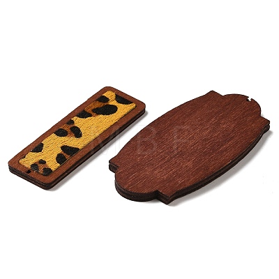 Cowhide Leather & Wood Pendants WOOD-XCP0001-76-1