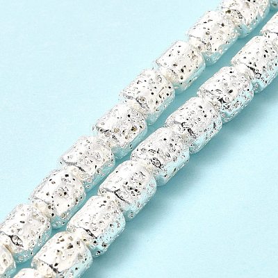 Electroplated Natural Lava Rock Beads Strands G-G984-15S-1