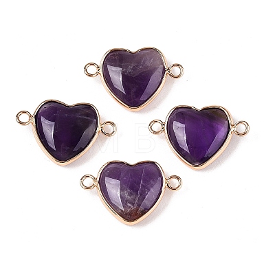 Natural Amethyst Love Heart Pendants G-T138-205A-G-1