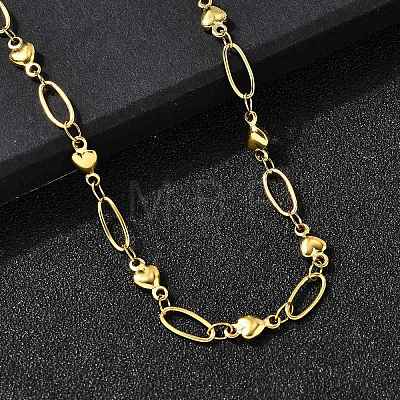 304 Stainless Steel Heart Link Chain Necklaces for Women NJEW-A046-02B-G-1