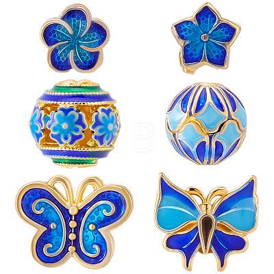 12Pcs 12 Styles Handmade Cloisonne Beads CLB-BBC0001-01-1