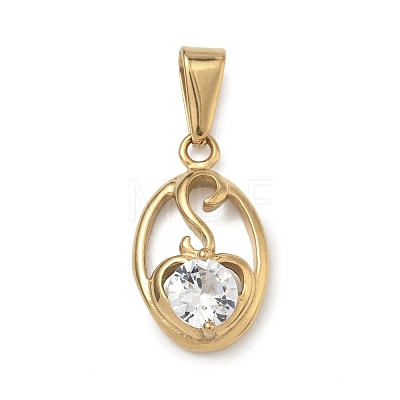 304 Stainless Steel Rhinestone Pendants STAS-A140-05A-G-1