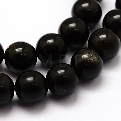 Natural Obsidian Beads Strands X-G-F364-08-10mm-1