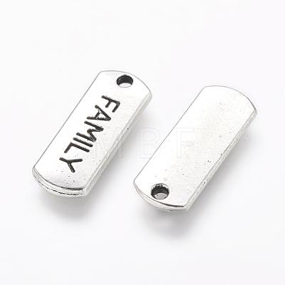 Tibetan Style Alloy Rectangle with Word Family Pendants TIBEP-Q043-057-RS-1