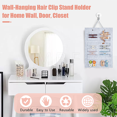 Felt Hanging Hair Claw Clip Organizer Holder for Women Girls AJEW-WH0083-89A-01B-1