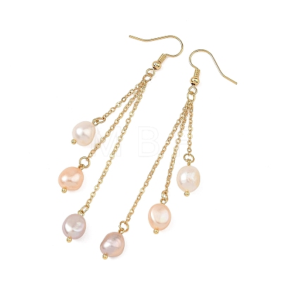 Natural Cultured Freshwater Pearl Tassel Dangle Earrings EJEW-JE07381-02-1