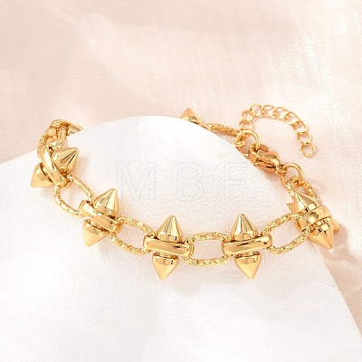 Punk 304 Stainless Steel Spiked Link Chain Bracelets for Women SA-H001-21G-1