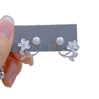 Alloy & Plastic Pearl Stud Earrings FS-WG98E52-01-1