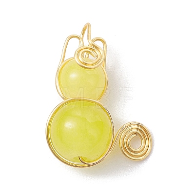 Imitation Jade Glass Beads Pendants PALLOY-JF02480-1