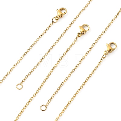 10Pcs Ion Plating(IP) 304 Stainless Steel Cable Chain Necklaces Set for Men Women MAK-YW0002-01G-1