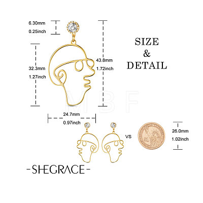 SHEGRACE Brass Dangle Stud Earrings JE726A-1