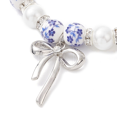 Brass Bowknot Charm Bracelets BJEW-JB12905-1