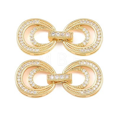 Brass Micro Pave Clear Cubic Zirconia Fold Over Clasps KK-C075-47G-1