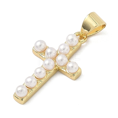 Brass & ABS Imitation Pearl Beads Pendants KK-A282-24G-1