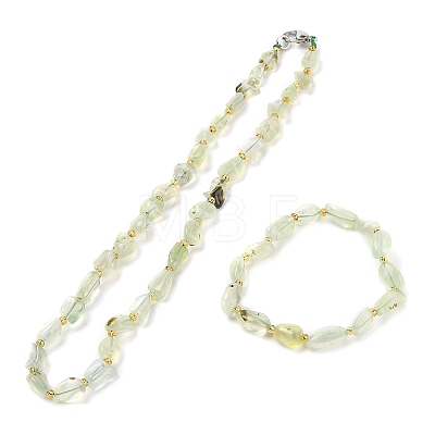 Natural Prehnite Chip Beads Bracelets & Necklaces Sets SJEW-P004-01P-01-1