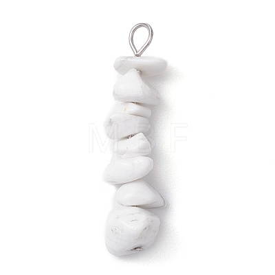 Gradient Color Natural Quartz Crystal & Natural Howlite & White Moonstone Chip Beaded Pendants PALLOY-JF02791-01-1