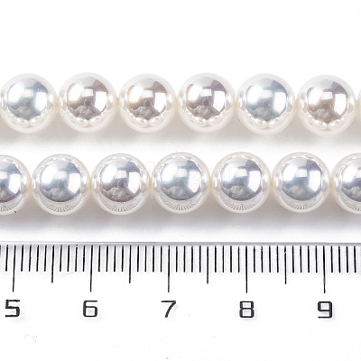 UV Plating Pearlized Glass Pearl Beads Strands GLAA-F128-01B-T1-1