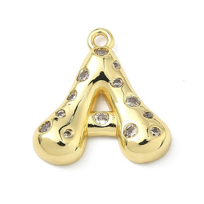 Brass Micro Pave Clear Cubic Zirconia Pendants KK-I476-02G-1