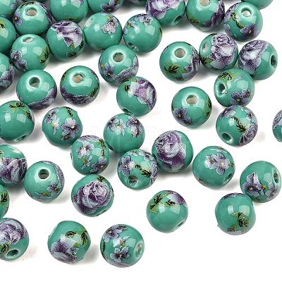 Printed Handmade Porcelain Beads PORC-R134-04-1