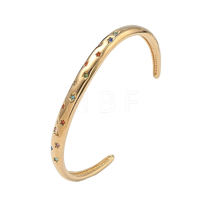 304 Stainless Steel Rhinestone Cuff Bangles for Women BJEW-D456-03G-02-1