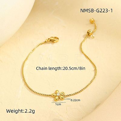 304 Stainless Steel Pave Cubic Zirconia Link Bracelets WG1BC85-02-1