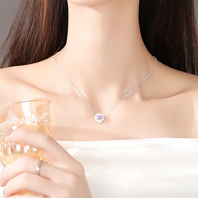Brass Pave Lilac Cubic Zirconia Pendant Necklaces WG96DED-01-1
