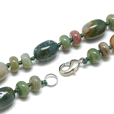 Natural Indian Agate Beaded Necklaces NJEW-S390-12-1