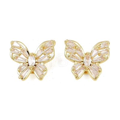 Brass Micro Pave Clear Cubic Zirconia Beads KK-D109-05C-G-1