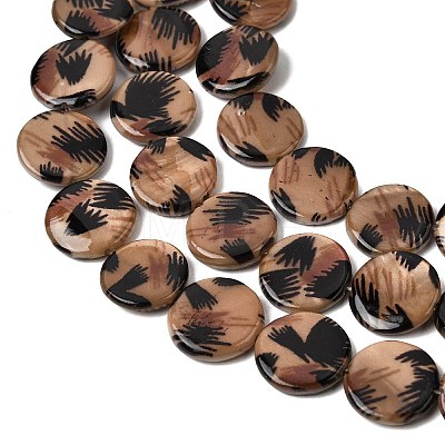 Printed Natural Freshwater Shell Beads Strands SHEL-A006-08-1