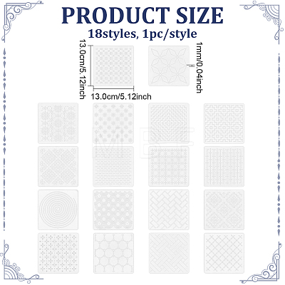 18Pcs PET Embroidery Template DIY-ME0003-65-1