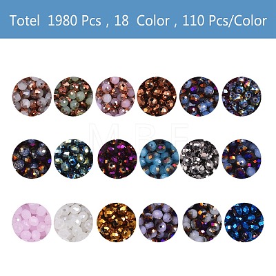 2052~2124Pcs 18 Colors Electroplate Transparent Glass Beads Strands EGLA-SZ0001-06-1